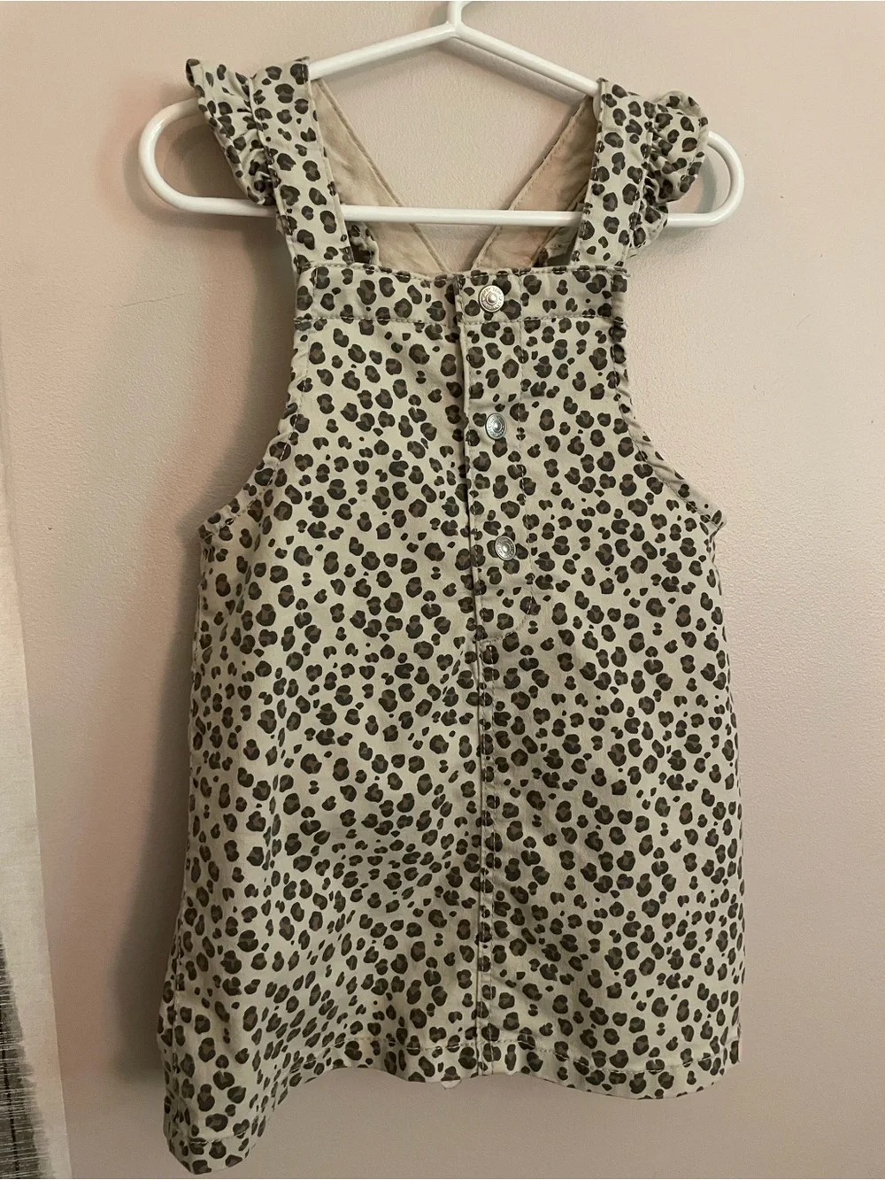 H&M Leopard Print Ruffle-Strap Overall Dress